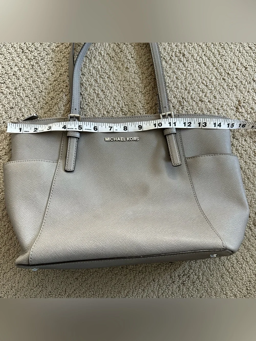 Michael Kors Gray/taupe Tote Bag with Exterior Pockets